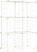 Amazon Basics 6 Cube Wire Grid Storage Organizer, Stackable Storage Cubes, Modular Closet Organizer Shelves, 14.6" D x 30.3" W x 44.8" H, White
