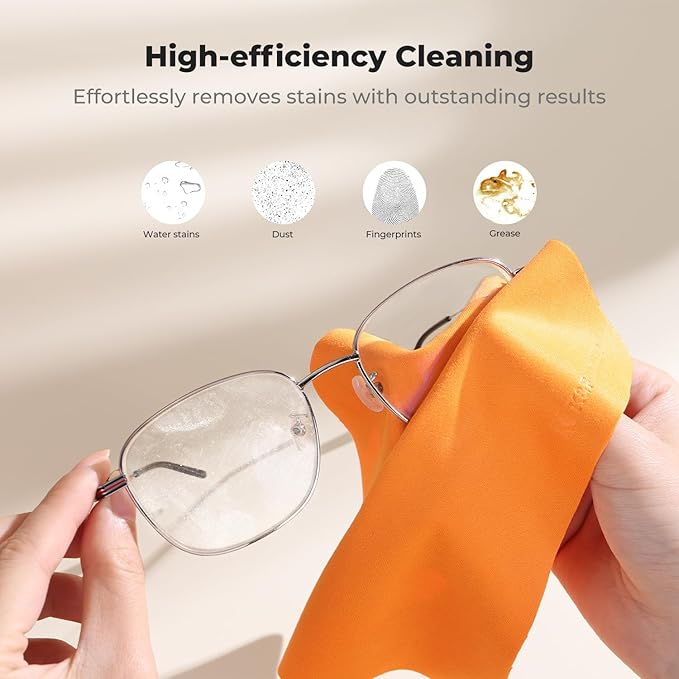 K&F CONCEPT 6 Pack Lens Cleaning Cloth | Microfiber Cleaning Cloth | Glasses Cleaning Cloths | Eyeglass Lens Cleaner | Eyeglasses, Camera Lens, VR/AR Headset Screen Cleaning | Orange & Green & Blue