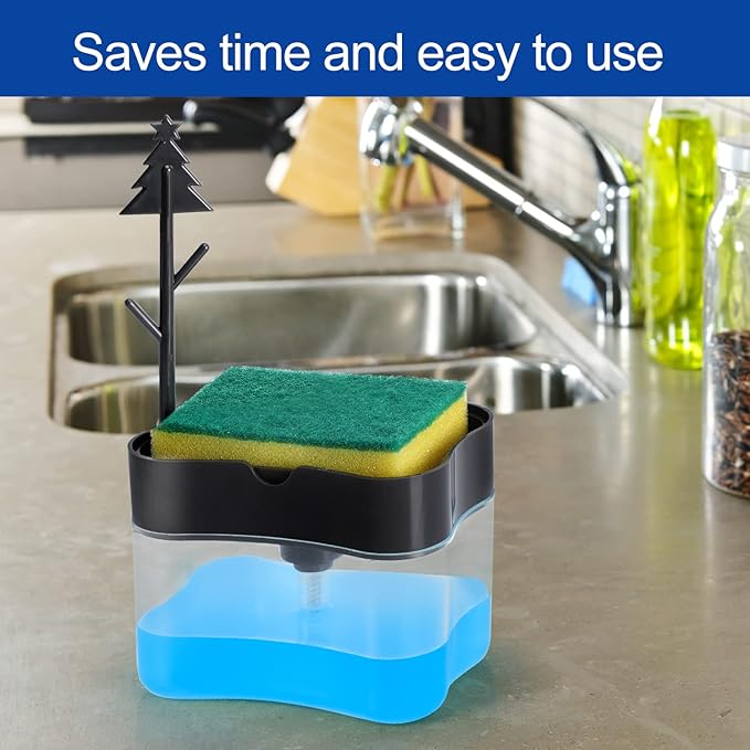 New 2026 Version Premium Quality Dish Soap Dispenser - Countertop Kitchen Soap Dispenser, Sink Dish Washing Soap Dispenser 13 Ounces (Sponge Included)