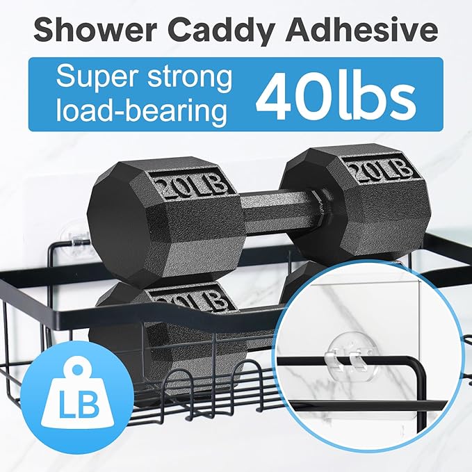 Lsnisni 6 Pack Shower Caddy Adhesive Replacement, Strong Adhesive Hooks for Shower Shelf, Waterproof Adhesive Hooks, No Drilling, for Bathroom Shelves, Kitchen Racks and Soap Holder