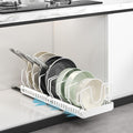 Pots and Pans Organizer Under Cabinet, Pull Out Pots and Pans Organizer, Expandable Sliding Lid Holder and Pan Rack for Pot Lid, Bakeware, Dishes, 10 Adjustable Dividers