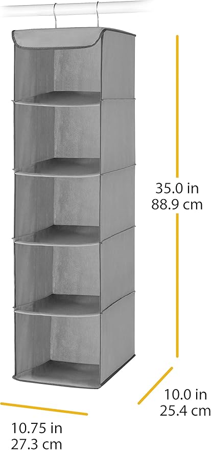 Whitmor 5 Section Closet Organizer - Hanging Shelves with Sturdy Metal Frame,(Pack of 6)