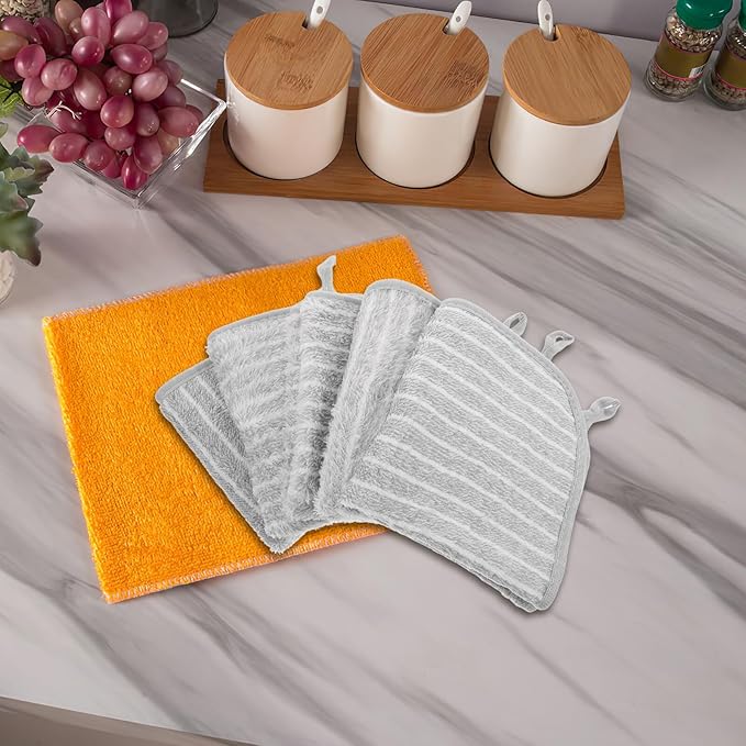 Alipis 10pcs Large Gray Microfiber Cleaning Cloths 30cm Absorbent Dish Towels Reusable Kitchen Rags for Housekeeping and Dishwashing