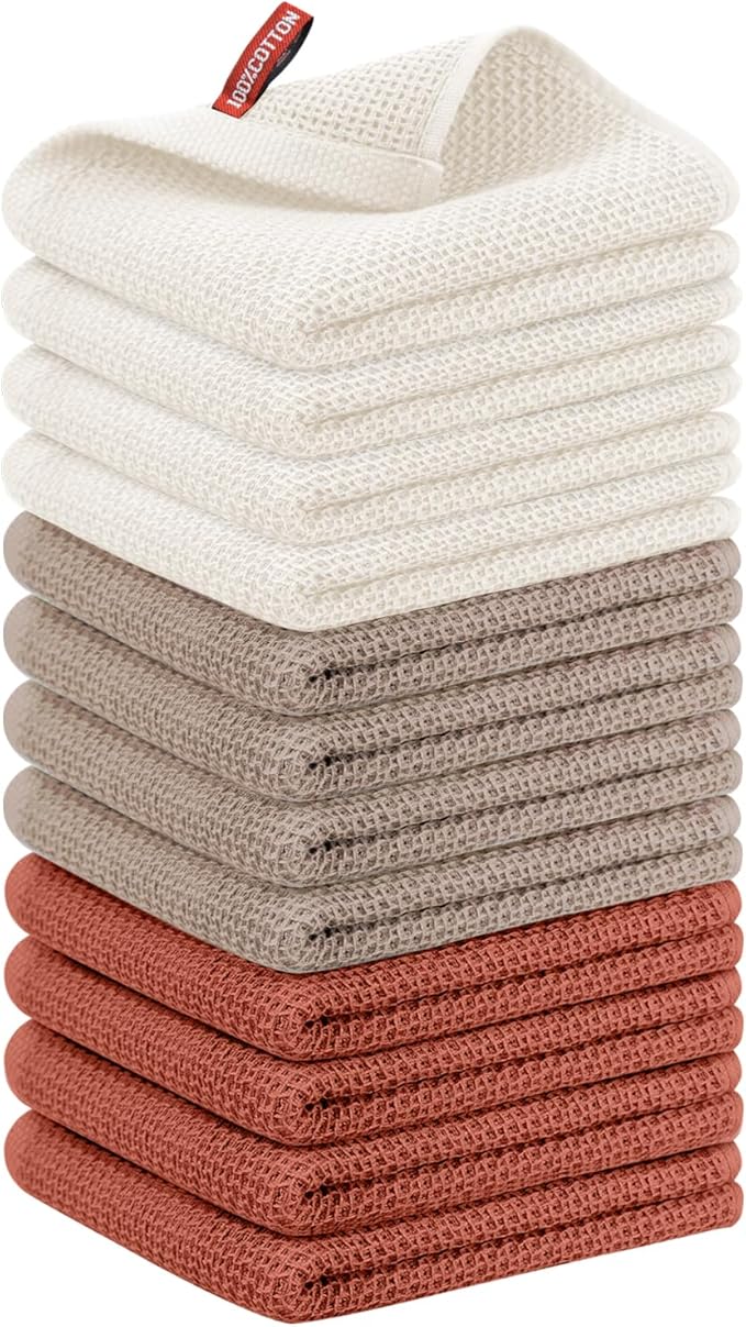Nialnant 12 Pack Kitchen Dish Towels,100% Cotton Hand Towels for Kitchen, Extra Soft & Absorbent Dish Cloths for Washing Dishes,Cleaning Rags - 13x28in