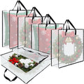 Wreath Storage Bag, 26 Inches Wreath Storage Container Christmas Decoration Garland Container Clear Storage Bags Moving Bag for Wreaths Clothes Gift Pillow Under Bed Storage (White - 5 PACK)