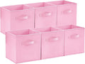 Lifewit Storage Cubes, Foldable Decorative Fabric Storage Baskets for Organizing Home Organizers with Handles for Shelves, Closet, 11 Inch Bins, 18L Pink, 6 Packs