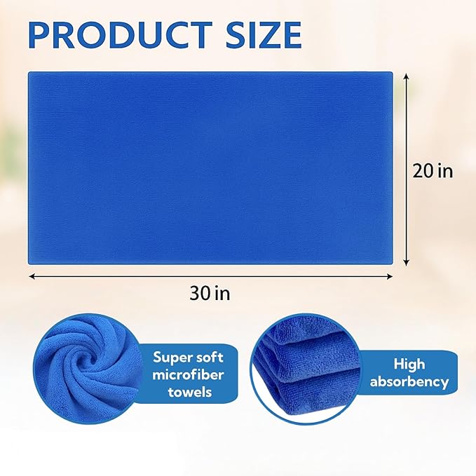 8 Pcs Extra Large Microfiber Cleaning Cloths – 30x20 in Mop Towels for Floor Cleaning, Reusable, Lint-Free Floor Rags, Color-Coded, pano de Chao, trapos para trapear(8,Blue,Purple)