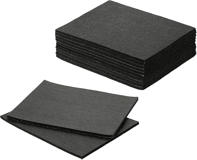uxcell Felt Furniture Pads, 12Pcs 7.87" x 5.91" Adhesive Backed Felt Non-Slip Anti-Scratch Chair Leg Protectors for Protecting Hardwood Floor, Black