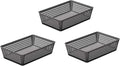 YBM Home 3-Pack Plastic Storage Baskets Bins for Home Junk Drawer, Shelves, and Office Organization, Functional Trays/Containers Great for Kitchen Pantry, Cabinets, Bedrooms, and Bathrooms, Grey