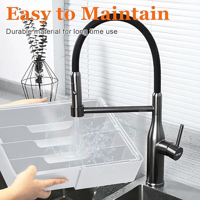 Large Kitchen Silverware Organizer - Expandable 17.2" x 17.9" Adjustable Drawer Tray, 4-7 Compartments for Maximum Storage, BPA-Free, Grey