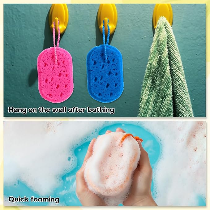 6 Pcs Exfoliating Bath Sponge Body Loofah Sponges Shower for Women Reusable Soft Bathing Pouf Foam Luffa Body Scrubber and Rich Lather, Color Matching (Bright Color)