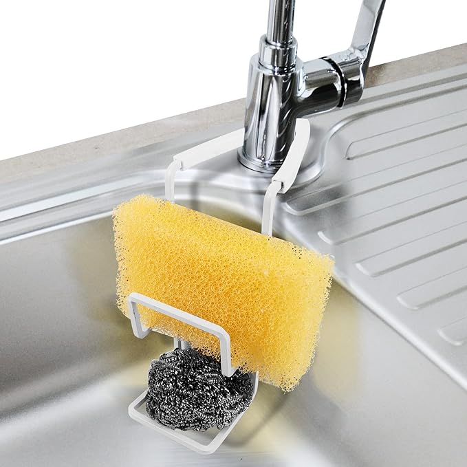 Sink Caddy Sink Sponge Holder - Faucet Rack Shower Tray - Kitchen and Bathroom Metal Organizer Hanging Fix Around Faucet
