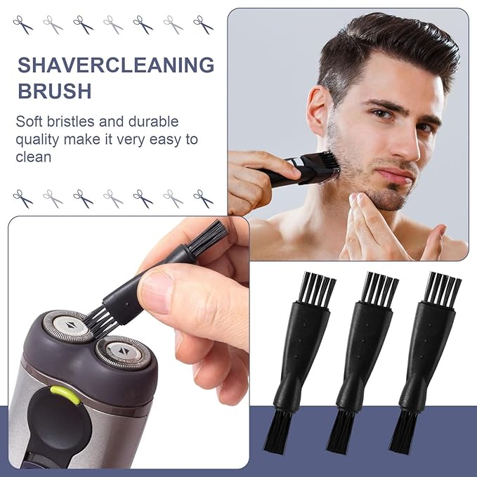 Patelai 20 Pieces Electric Shaver Cleaning Brush Small Clipper Brushes for Cleaning Razor Shaver Cleaner Black Double Sided Nylon Bristles Electric Trimmer Set Keyboard