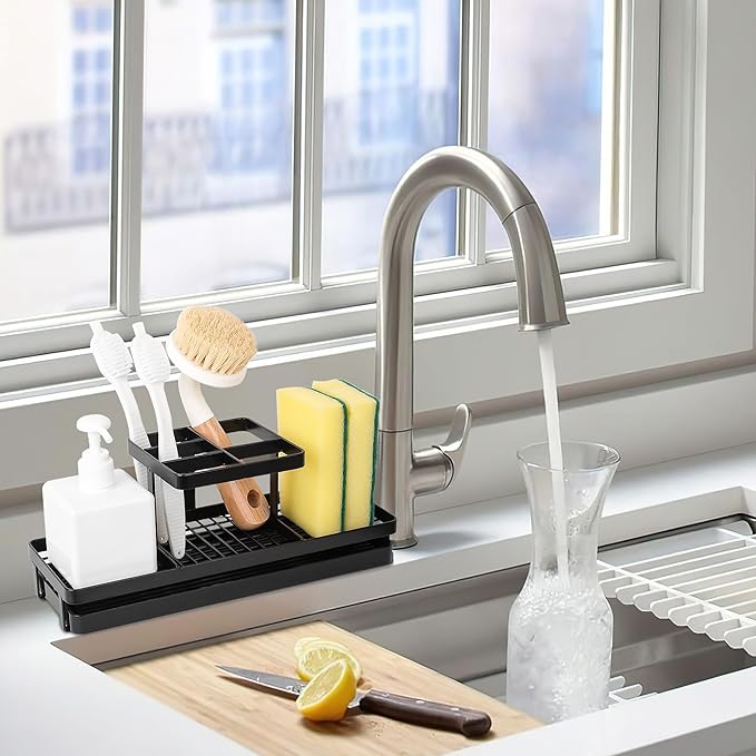 Toothbrush Holders for Bathrooms, Carbon Steel Tooth Brushing Holder Electric Toothbrush and Toothpaste Organizer Bathroom Accessories for Countertop, Shower, Sink, 5 Slots, Matte Black