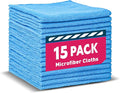 Microfiber Cleaning Cloths-15 Pack, Cleaning Rags, Microfiber Towels for Cars, Home Blue (12x12 inches)