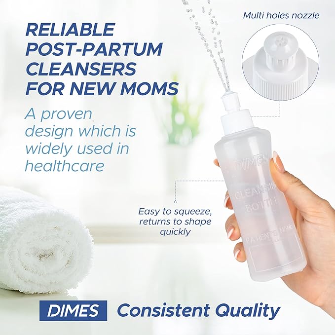 Dimes Peri Bottle for Postpartum Care [5-Pack] – 8 oz Perineal Squirt Bottle – Postpartum Essentials for New Moms – Easy to use Portable Bidet for women