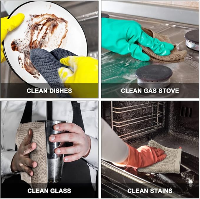 Nialnant 6 Pack 100% Cotton Waffle Weave Kitchen Towels,Soft and Absorbent Kitchen Dish Rags, Dish Cloths for Washing Dishes-12x12 Inches