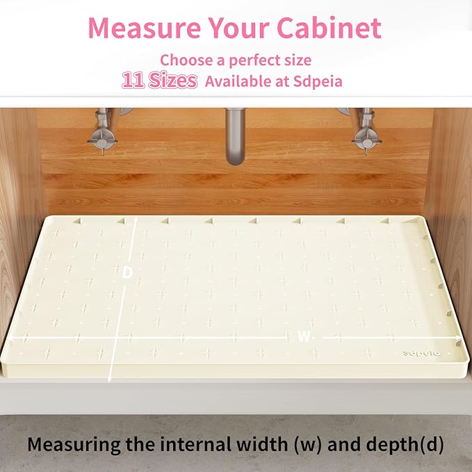 Sdpeia Under Sink Mat 19"×19" Waterproof Silicone Cabinet Liner & Sink Protector for Kitchen & Bathroom, Multi-Purpose Organizers Tray for Pets, Laundry, Cat Litter Mat