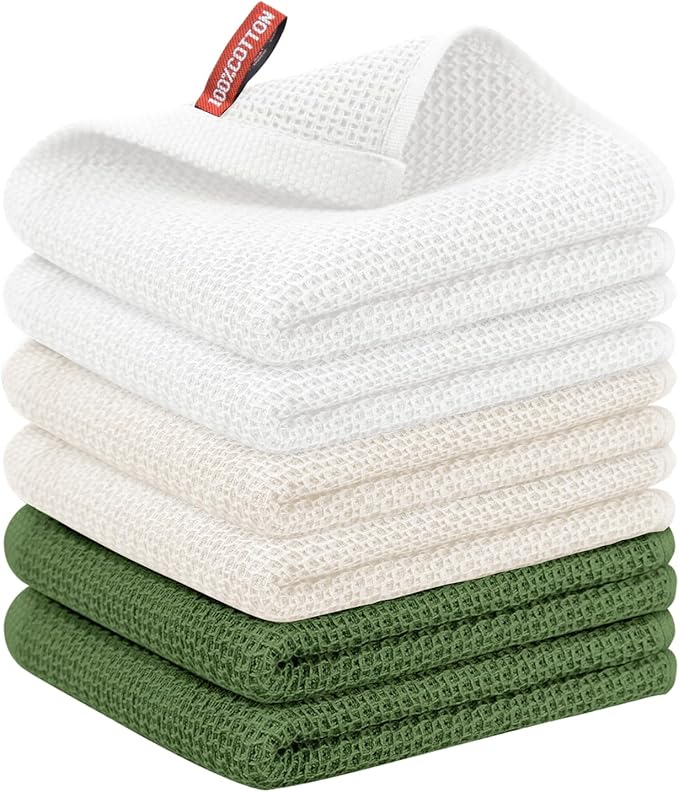 Nialnant 6 Pcs Kitchen Towels, 100% Cotton Kitchen Hand Towels, Super Soft and Absorbent Tea Towel, Dish Towels for Kitchen-13 x 28 in
