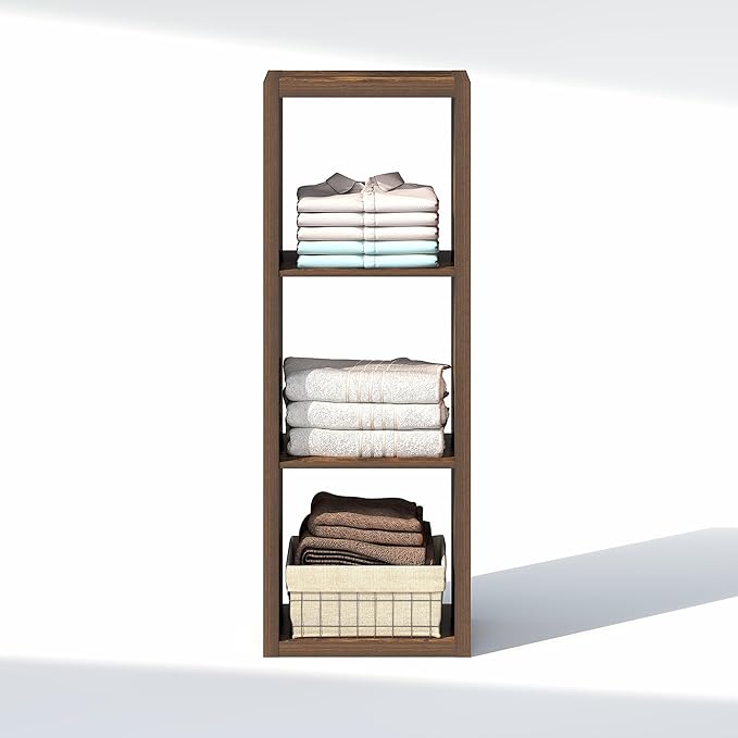 Furinno Cubic Closet Organizers and Storage, 3-Cube Closet Organizer, Open Shelf Closet Storage, Extra Thick Frame for Wardrobe, Bedroom, Living Room, Amber Pine