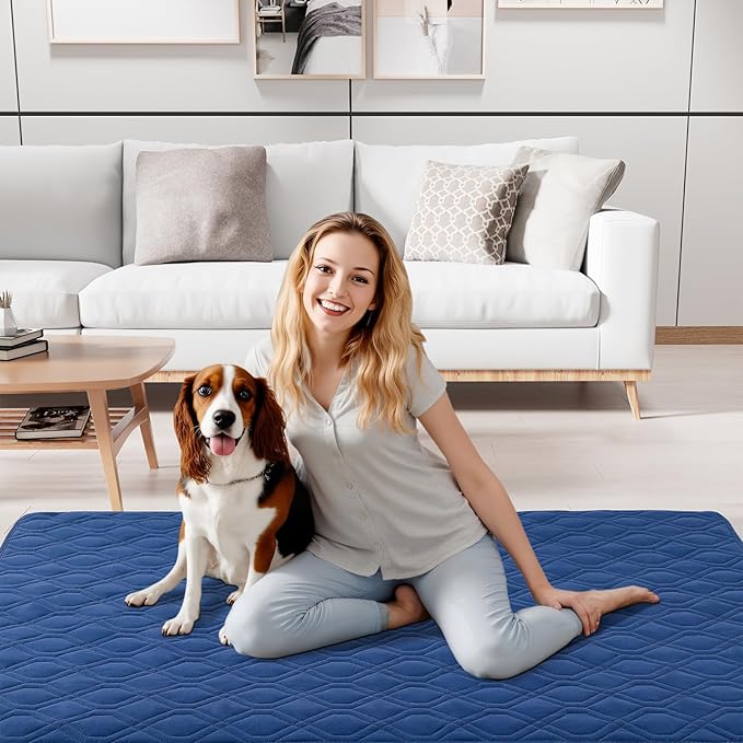 Smiry Reversible Waterproof Couch Covers for Sofa, Washable Dogs Pet Couch Covers for 3 Cushion Sofa Pet Friendly, Water Resistant Furniture Protector Slipcover, Geometric (82"x120", Navy/Blue)