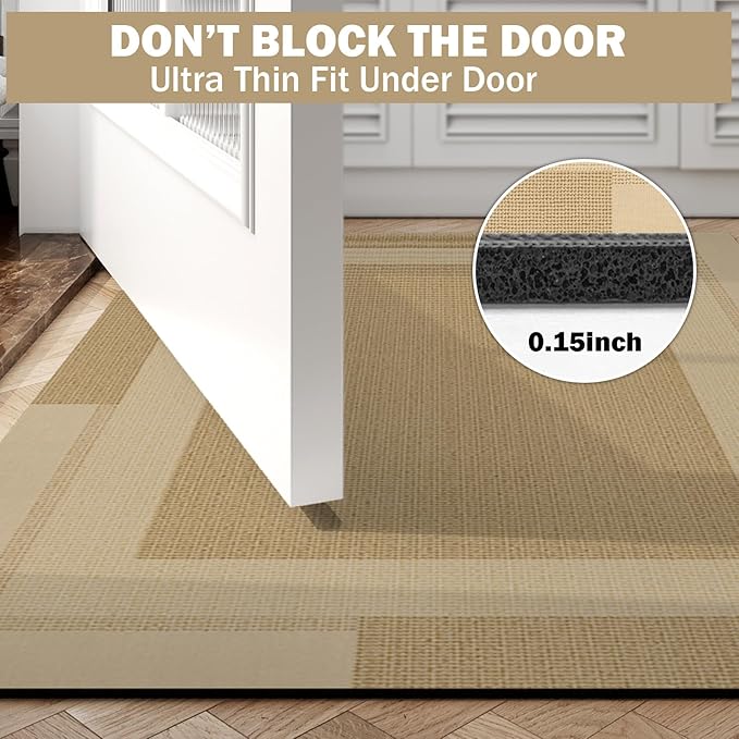 YDKGL Extra Long Non Slip Bathroom Runner Bath Mat, Rubber Backing Ultra Thin Bath Rug Fit Under Door Quick Dry Super Absorbent Washable Shower Mat for Bathroom Floor Bathtub Sink, Brown 17"x47"