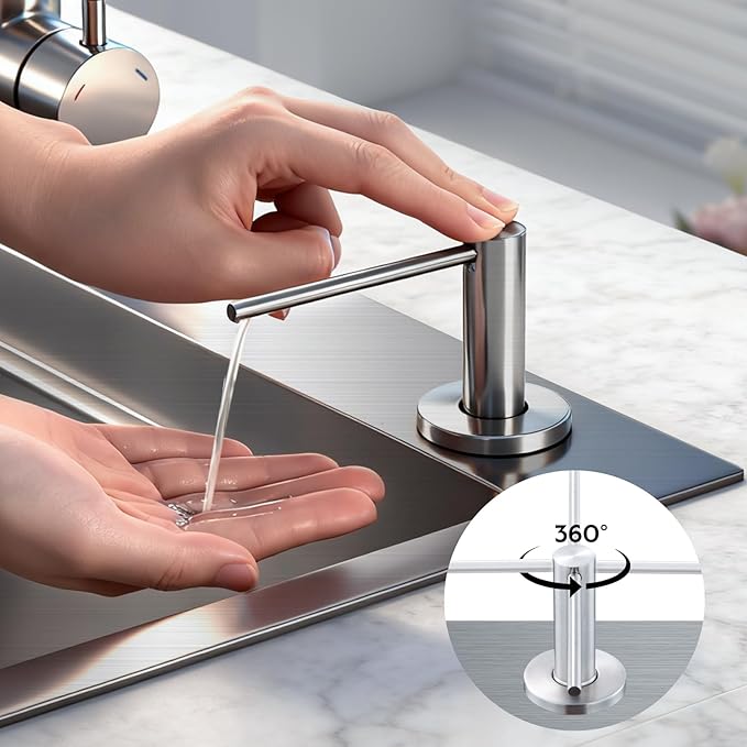 Soap Dispenser for Kitchen Sink Brushed Nickel GAPPO Stainless Steel Countertop Pump Hand Lotion Built in Bottlend Lotion Built in Bottle