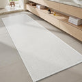 MontVoo Bathroom Runner Rugs,Chenille Absorbent Bath Mat Runner Quick Dry Rubber Backed Bath Runners Non Slip Washable Long Bathroom Rugs,Ultra Thin Bath Rugs Fit Under Door,24"x47",White