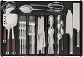Yieach Black Expandable Silverware Drawer Organizer - Adjust From 11'' to 22'' - Knife,Cutlery,Spoons and Forks Organizer,Large 8 Grid Flatware,Silverware Tray,Utensil Organizer for Kitchen Drawers