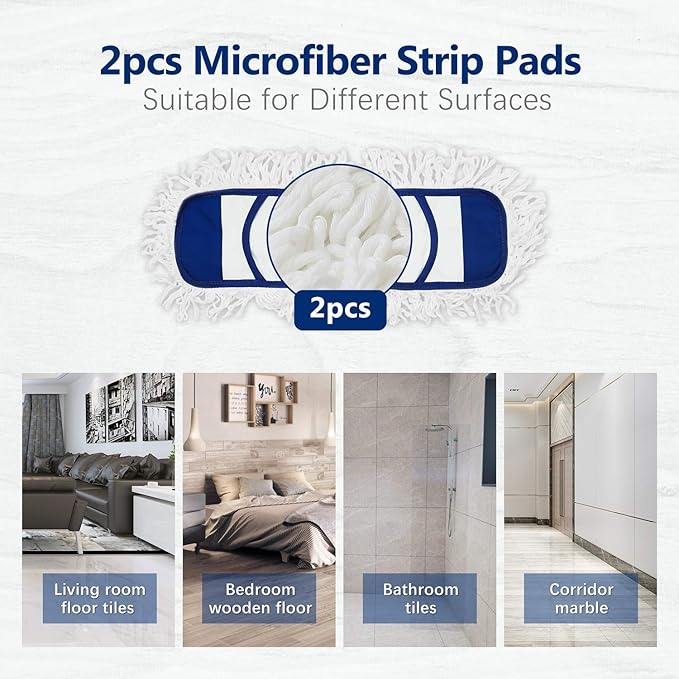 Eyliden Mop Pads (2 Pack) Wet Dry Dust Mop Pads for Hardwood Floors - Replacement Refills - Blue