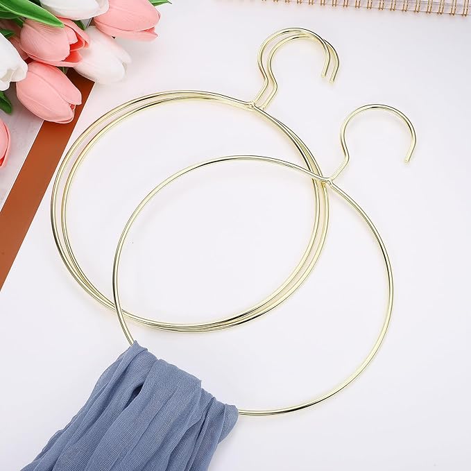 Zerodeko Round Clothes Hangers Metal Scarf Holder Creative Space-Saving Tie Rack for Home Closet Organization 10-Inch Diameter Design