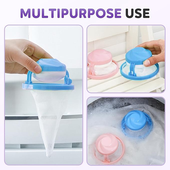 Floating Hair Filtering Mesh Removal, Lint Catcher for Washing Machine, Pet Hair Remover for Laundry, Reusable Washing Machine Hair Filter Mesh Bags (Mixed Color 6 Pack)