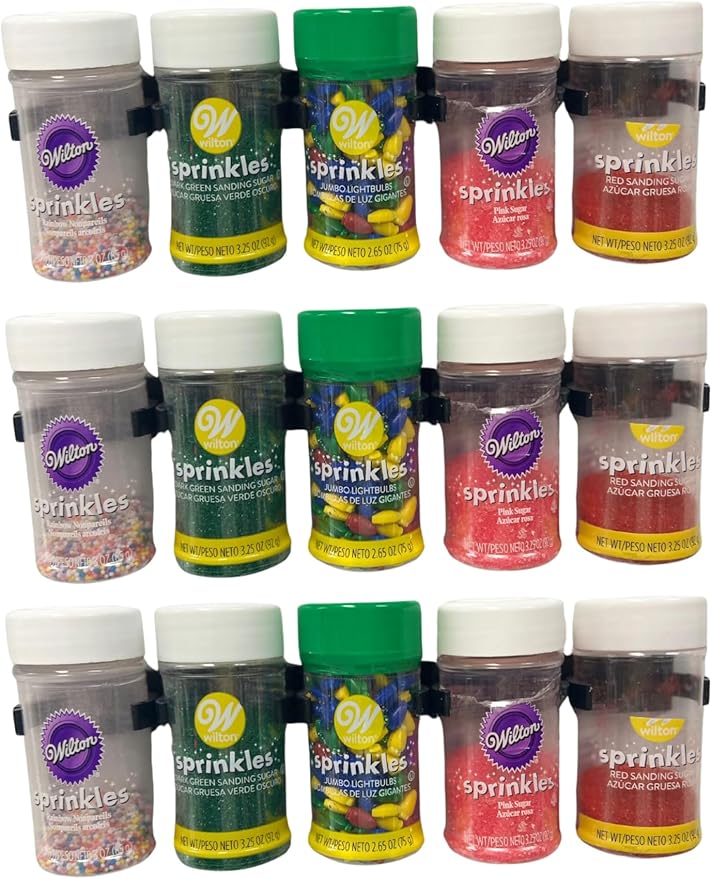 Spice Grippers for Cabinet Doors - Organizer for Spice - Spice Rack Holds 15 Spice Jars - Strong Adhesive Grippers for Pantry (Silver)