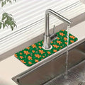 Christmas Gingerbread Man Sink Splash Guard Gingerbread Man Faucet Absorbing Mat Fast Drying Mat Sink Gadgets Splash Guard Behind Faucet Drip Catcher for Kitchen Bathroom, 15.5"x5.5"
