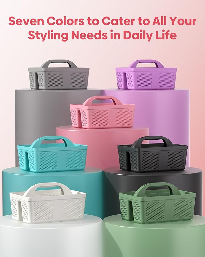 MLIKLU 4 Pack Portable Shower Caddy, Integrated Handle, Reinforced Plastic, Quick-Dry Ventilation Holes, Multi-purpose Storage Basket for Home, Dorm and Bathroom, Kitchen, Under Sink Storage, Pink