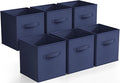 Sorbus Foldable Storage Cubes - 6 Fabric Baskets for Organizing Pantry, Closet, Shelf, Nursery, Playroom, Toy Box, Cubby -11 Inch Dual Handle Collapsible Closet Organizers and Storage Bins (Navy Blue)