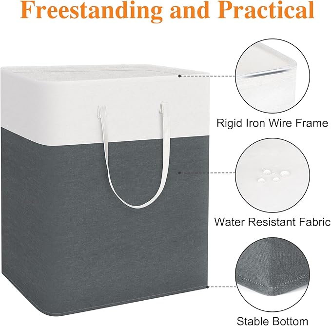 laundry basket 3-Pack, laundry hamper, Hamper with handles, collapsible laundry baskets, Waterproof dirty clothes hamper, Towel Storage for Home or Dorm, 125L-Grey