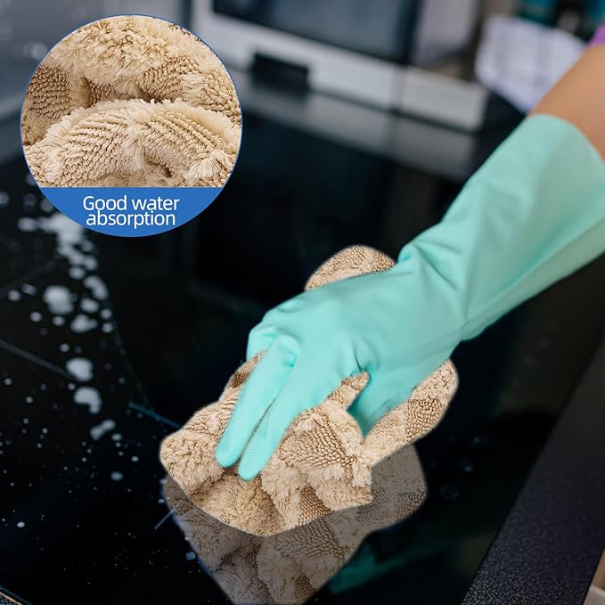 NUOBESTY 2pcs Absorbent Car Wash Towels 40x40cm Microfiber Cleaning Cloths for Auto Polishing and Drying, Thickened Large Grid Coral Fleece Car Care Towels for Vehicle Detailing