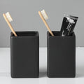 Black Square Toothbrush Holders for Bathrooms - 2 Cups Ceramic Square Toothbrush Toothpaste Holders Set, Bathroom Tumbler Cups Reusable Toothbrush Mouthwash Cup, Bathroom Counter Organizer.
