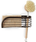 Spectrum Ashley Sink Sponge and Brush Holder with Suction Cups 2 in 1 Sink Caddy Bronze, No Rust Easy Mount Suction Cup Kitchen Sink Sponge and Brush Holder Hanging Wire Cradle Promotes Quick Drying