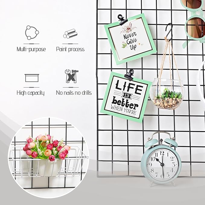 3PCS Wire Baskets,Metal Wire Storage Basket,Wall Hanging Bin and Display Basket for Kitchen,Cabinet,Pantry,Bathroom,Home Decor Supplies,Potted Plants,White