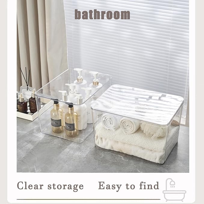 Clear plastic storage bins with LIDS,storage containers for snacks, cosmetics, books, dog food, Storage Organizer for Nursery，Kitchen, Living room,Bedroom, Bathroom, Office (clear, 3XL)