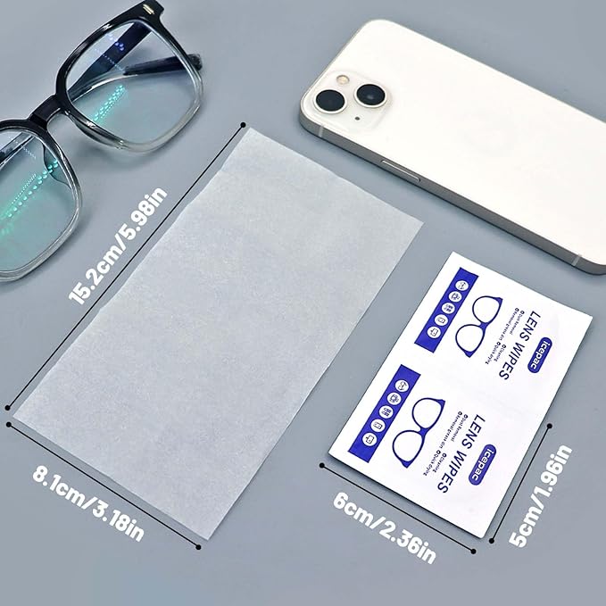 Icepac Lens Wipes for Eyeglasses - 220 Pre-Moistened Individual Wrapped Eye Glasses Cleaning Wipes | Glasses Cleaner Safely Cleans Glasses, Sunglasses, Phone Screen, Electronics & Camera Lens