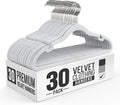 30 Pack Velvet Hanger for Shirt Pants Dresses Skirts Suits Jackets - Slim Space Saving Design - Standard Coat Hanger - Sturdy & Durable Design with Shoulder Grooves Hook