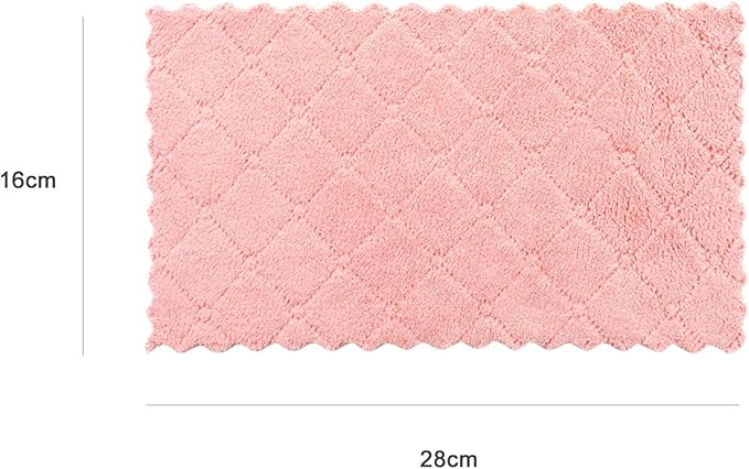 kimteny 12 Pack Kitchen Cloth Dish Towels, Premium Dishcloths, Super Absorbent Coral Velvet Dishtowels, Nonstick Oil Washable Fast Drying (Pink-Grey)