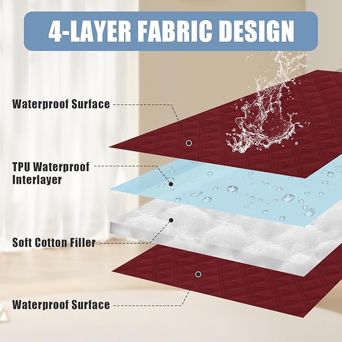Smiry Waterproof Dog Bed Cover Pet Blanket, Soft Washable Dog Blanket for Furniture Bed Couch Sofa Reversible, Checkered (40"x50", Wine Red/Wine Red)