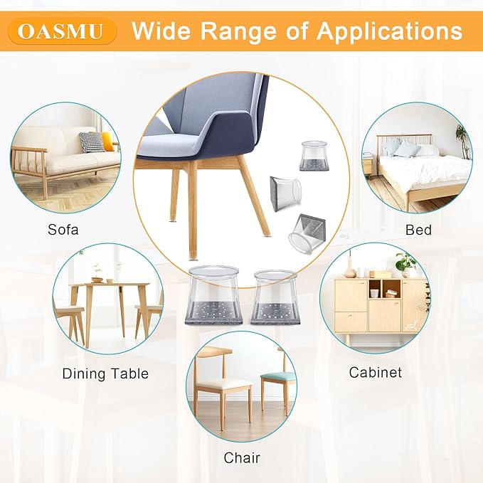 32 Pcs Square Chair Leg Protectors for Hardwood Floors,Felt Furniture Floor Protectors with Silicone Caps, Small Size (Fits Chair Legs with Side Length: 3/4" to 1-1/16")