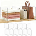 Purse Organizer for Closet Shelf Dividers: 12-Pack Adjustable Clear Acrylic Bag Storage Organizer for Handbags, Sweaters, Towels, Jeans and Shoes on Wood Shelves