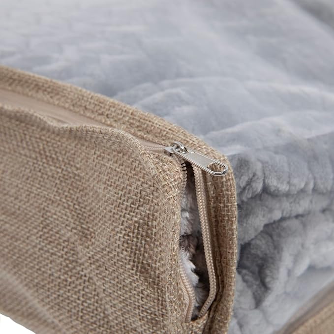 Household Essentials Under Bed Zippered Sweater Storage Bags with Clear Vision Panel, Set of 3, Latte Brown