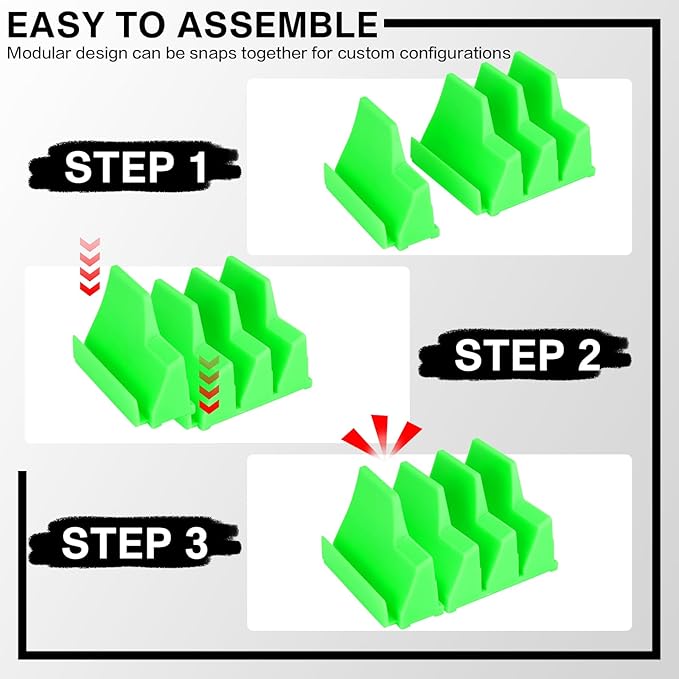 42 Pieces Modular Wrench Organizer Magnetic Wrench Holder Plastic Modular Tool Organizers with Label for Tool Drawer Storage (Green, for 100 Wrenches)